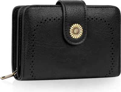 Produktbild von TEUEN Damen Geldbörse RFID Leder Vintage Groß Schwarz