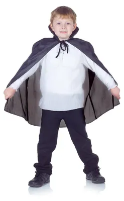 Produktbild von Schwarzer Vampir Umhang mit Stehkragen für Halloween, Kindergröße, 75 cm