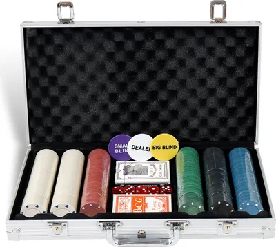 Produktbild von CCLIFE Pokerkoffer Pokerset 360 600 Poker Chips Jetons Kartenspiel Würfel Tischauflage, Größe:360 Chips - Aluminiumkoffer