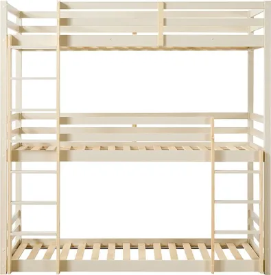 Produktbild von Dreibett-Etagenbett – 3 x 90 x 200 cm – Kiefer – Beige und naturfarben – VAGAR