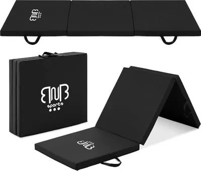 Produktbild von Premium Tri-Folding Thick Gymnastic Mat & Home Sports, Yogamatte & Sportmatte, mit Tragegriffen Sportbodenmatten, und rutschfeste Oberfläche undurchlässig für Schweiß und Wasser Schwarz