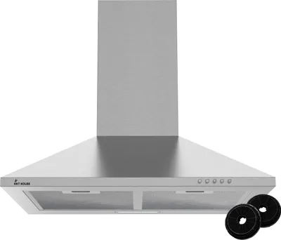 Produktbild von KKT KOLBE Wandhaube 60 cm Edelstahl Leise Dunstabzugshaube Umluft Abluft Pyramide Druckknopf Leistungsstark LED-Beleuchtung Abzugshaube inkl. Kohlefilter PLUS 430
