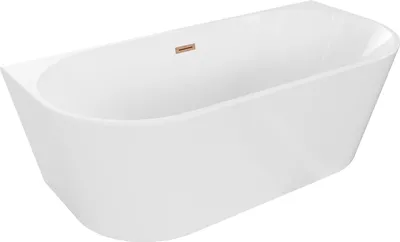 Zdjęcie produktu dla Mexen Oval wanna wolnostojąca przyścienna 180 x 80 cm, biała, przelew miedź szczotkowana - 52671808000-65