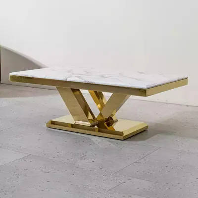 Produktbild von Couchtisch Design Tisch Wohnzimmer Luxus Couchtische Möbel 130x70 Metall