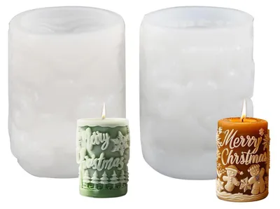 Image de Lot de 2 moules en silicone pour bougies, thème Noël : bonhomme de neige et sapin de Noël