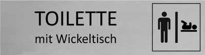 Produktbild von CombiCraft Aluminium Türschild Herren-WC mit Wickeltisch 165x45mm mit 3M-Tape