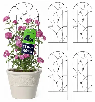 Produktbild von KADAX Metall Rankgitter 60 x 150 cm, 2 Stück, Rankhilfe für Kletterpflanzen, Rosenspalier aus pulverbeschichtetem Stahl, Pflanzenstütze für Kletterrosen & Clematis
