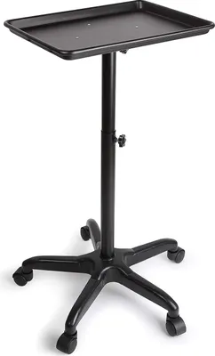 Image de Aluminiumlegierung Tablett Salon Spa Beauty Tattoo Metall Rolling Service Instrumententablett Ständer Rolling Salon Service Cart Tattoo Rolling Tray Station (Schwarz)
