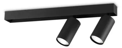 Image de Plafonnier contemporain Profil métallique Noir 2 Luminaires Gu10 28W 3000K Ip20