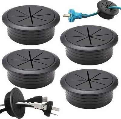 Immagine prodotto di Set da 4 fermacavi autoadesivi - per ufficio, comodino, tavolo e mobile TV - Resistenti - ABS (60 mm)