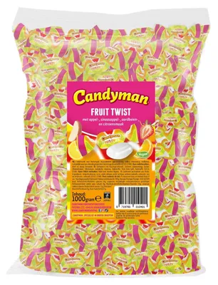 Produktbild von Candyman Fruitzuurtjes 1000g – Fruchtige, saure Bonbons mit intensivem Geschmack