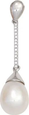 Produktbild von Anhänger mit Süßwasser Perle & 14 Diamanten 585 Gold Weißgold Damen