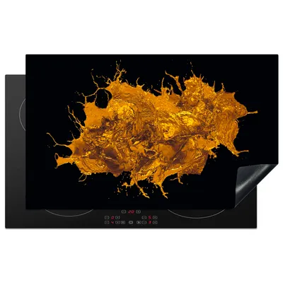 Produktbild von KitchenYeah© Herdabdeckplatte Farbe - Gold - Abstrakt - Schwarz , 85x52cm, Küche Deko, Glaskeramikkochfeld Herdabdeckung, Abdeckplatte fùr Kochfeld