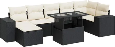 Produktbild von vidaXL 8-tlg. Garten-Sofagarnitur mit Kissen Schwarz Poly Rattan