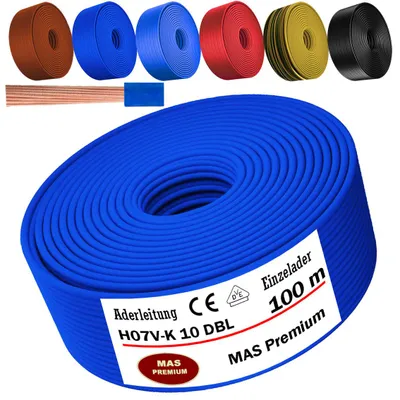 Immagine prodotto di Cavo di alimentazione H07 V-K DBL, 100 metri, sezione 1x10 mm², colore blu scuro, monofilo, flessibile