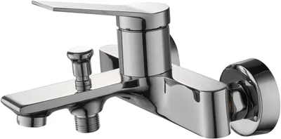 Produktbild von Wannenarmatur in Chrom – Einhebelmischbatterie für die Badewanne – Aufputz-Wannenfüllarmatur mit 1/2 Zoll Brauseanschluss und Wandmontage aus Messing