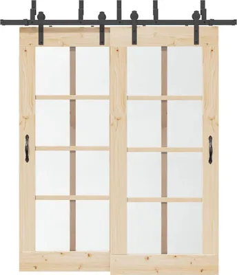 Image de vidaXL Kit de ferrures pour portes coulissantes 200 cm acier noir