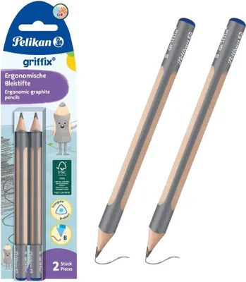 Productafbeelding van Pelikan 817028 Pelikan griffix® Bleistifte B, HB silber, 2 St.