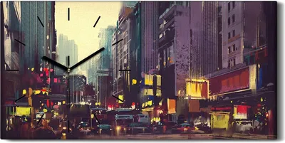 Produktbild von Wanduhr Bürouhr Leinwand Bild 60x30 Foto Stadt verkehr und bunte Licht - schwarze Hände