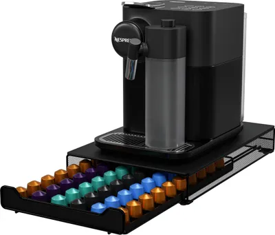 Produktbild von KitchenBrothers Kaffeekapselhalter - Kapselständer - Geeignet für Nespresso - 60 Kapseln - Kapselhalter - Mit Schublade - Schwarz