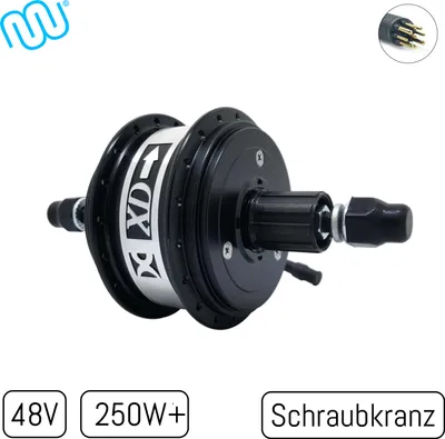 Produktbild von windmeile x Xiongda | 2-Gang Nabenmotor Dual Speed 48V 250W+ Heckmotor Hinterrad Motor Hinten, Schraubkranz, Scheibenbremse
