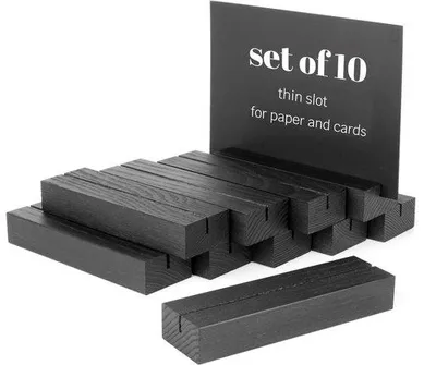 Produktbild von Ibenzoa® Set mit 10 Holz-Tischkartenhaltern (natur) – leichte, stabile Kartenhalter für Namenskarten & kleine Pappschilder, ideal für Hochzeit, Feier, Dinner