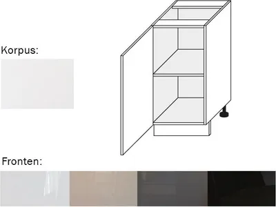 Immagine prodotto di Mobile da cucina (EST-DE/40) Base 1trg 40cm bianco perla opaco Colore frontale acrilico selezionabile