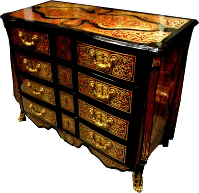 Casa Padrino Barock Boulle Kommode Empire Französische Antik Stil Kommode Antiquität Schwarz Rot Gold Baroque Chest of Drawers Commode Furniture Möbel Einrichtung