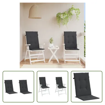 Produktbild von The Living Store Gartenstuhlauflagen für Hochlehner 2 Stk. Schwarz 120x50x3 cm