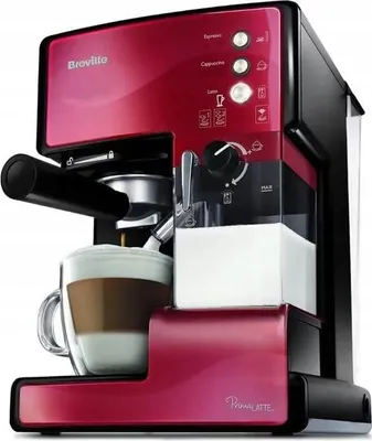 Zdjęcie produktu dla Breville PrimaLATTE, Ekspres do espresso, 1,5 l, Podstawka pod kawę, Kawa mielona, Czarny, Czerwony