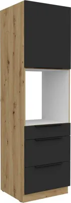 Obrázek produktu pro Skříň na vestavnou troubu se šuplíky LUNARA - šířka 60 cm, černá / dub artisan