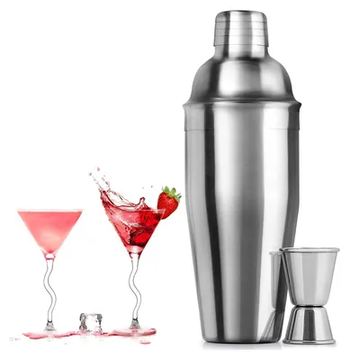 Cocktailset 750 ml - 8-delig, roestvrijstalen shaker en bartools voor het bereiden van