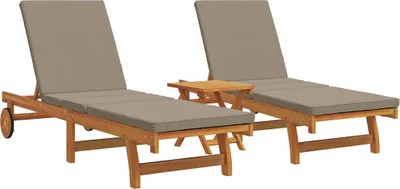 Immagine prodotto di vidaXL Lettino prendisole per 2 persone, 3 pezzi, marrone, legno massello di acacia
