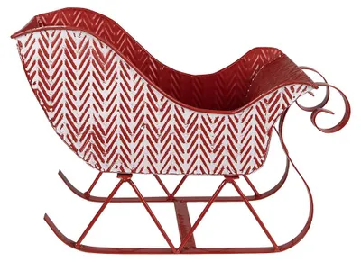 Produktbild von Clayre & Eef Weihnachtsdekoration Schlitten 32x15x24 cm Rot Weiß Metall