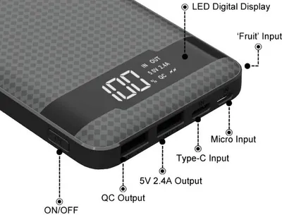 Produktbild von VIKING POWER BANK PN-961PD QC3.0 10000mAh, QUICK CHARGE 3.0, Schwarz