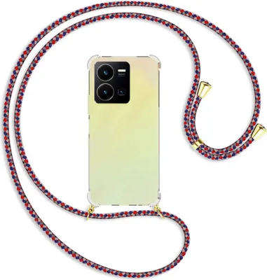Produktbild von Handykette Backcover-Schutzhülle mit Band (Metall goldfarben) für vivo Y35 4G (6.58''), vivo Y22s - silber/blau/rot