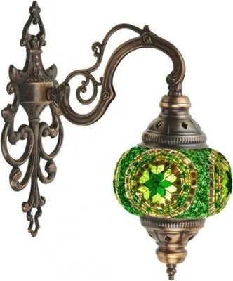 Immagine prodotto di Lampada da parete turca in stile marocchino con mosaico orientale – Illuminazione suggestiva in verde