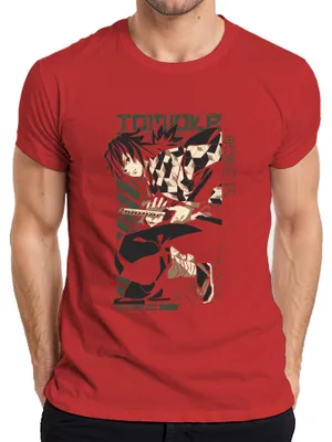 Immagine prodotto di Maglietta da uomo Giyu Tomioka Kimetsu no Yaiba Demon Slayer Anime Gift, rosso, L