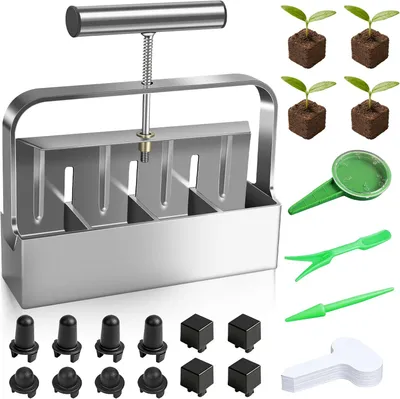Produktbild von Erdblockpresse 5x5 cm, 4 Zellen, für Gartenarbeit, Aluminiumlegierung