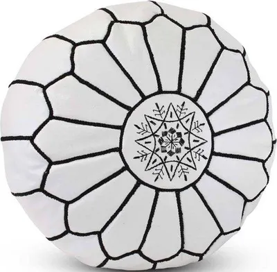 Produktbild von Famanu Pouf Weiß mit Schwarz - Marokkanisches Design