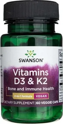 Zdjęcie produktu dla Witaminy D3 2000 IU i K2 75 mcg 60 kapsułek wegetariańskich Swanson Health Products