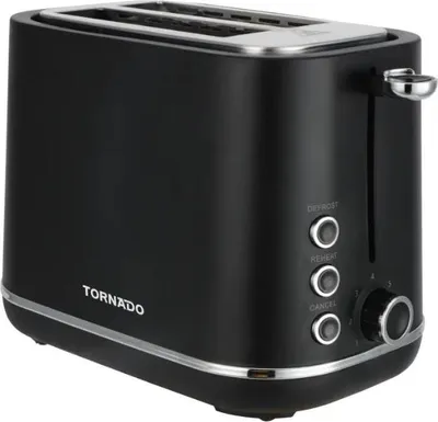 Produktbild von Tornado Toaster, Matte Oberfläche, 2 Scheiben (100x100), 720-850W, Auto Pop-Up, Abbrechen/Abtauen/Aufwärmen, herausnehmbares Krümelfach