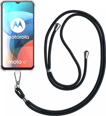 Produktbild von Handytasche passend für Motorola Moto E7 Transparent ShockProof mit abnehmbarem Universal Lanyard - Schutzhülle Silikon ShockProof mit Lanyard - Smartphonics
