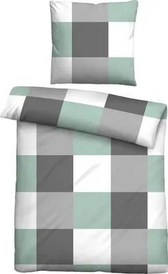 Produktbild von Traumhaft schlafen - Castell - Markenbettwäsche Thermo-Fleece Bettwäsche 0360750 KARO color: mint, size: 1x 155x220 cm + 1x 80x80 cm