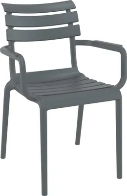 Produktbild von CLP Gartenstuhl Paris stapelbar mit Armlehnen wetterfest UV-beständig bis 160 kg dunkelgrau