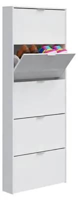Produktbild von Schuhschrank - Weiß Hochglanz, 17x70x180 cm