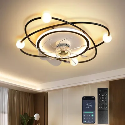Produktbild von RRBEST Moderner Deckenventilator mit Beleuchtung,55cm Dimmbare LED-Deckenlampe mit Ventilator,48W Timer Deckenventilator mit Lampe