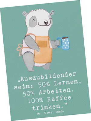 Produktbild von Mr. & Mrs. Panda Postkarte Auszubildender - Meeresbrise - Geschenk, Grußkarte, Ansichtskarte, handgefertigte Geschenke, Berufsleben, bildkarte, Arbeiten, Beruf, Lernen