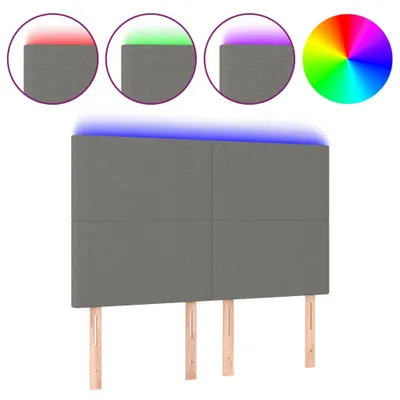 Produktbild von LED Kopfteil Dunkelgrau 144x5x118/128 cm Stoff