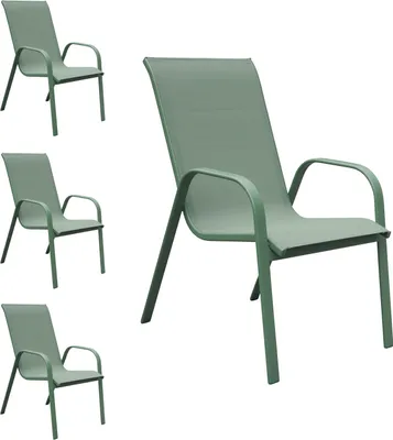 Produktbild von 4erSet Stühle MARBELLA aus salbeigrünem Textilene - salbeigrünem Aluminium